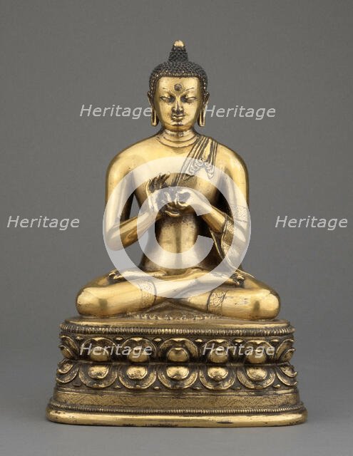 Vairochana Buddha Seated Giving the First Sermon (Dharmachakramudra), late 17th/early 18th century. Creator: Unknown.