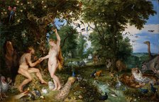 The Garden of Eden with the Fall of Man, c. 1615. Creator: Brueghel, Jan, the Elder (1568-1625).