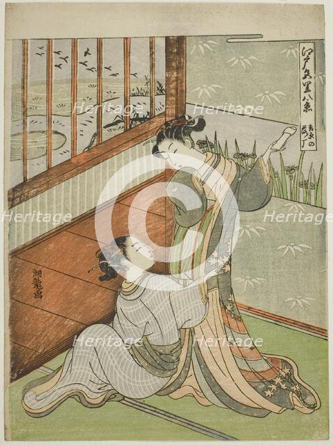 Geese Descending at Yoshiwara (Yoshiwara no rakugan), from the series "Eight..., c. 1770/72. Creator: Isoda Koryusai.