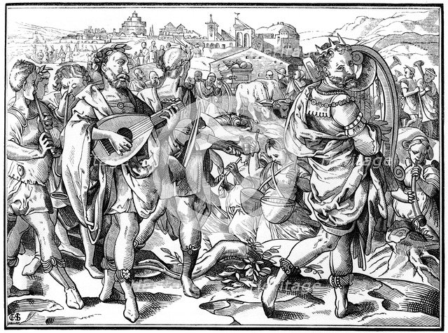 Wandering minstrels, 1574 (1849).Artist: A Bisson
