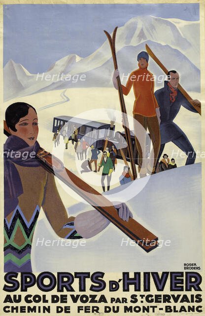 Sports d'hiver au col de Voza par St Gervais, c. 1930. Creator: Broders, Roger (1883-1953).