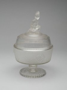 Westward Ho!/Pioneer pattern covered footed compote, c. 1876. Creator: Gillinder & Sons.