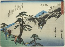 Sakanoshita: View of Mount Fudesute (Sakanoshita, Fudesuteyama no zu), from the seri..., c. 1837/42. Creator: Ando Hiroshige.