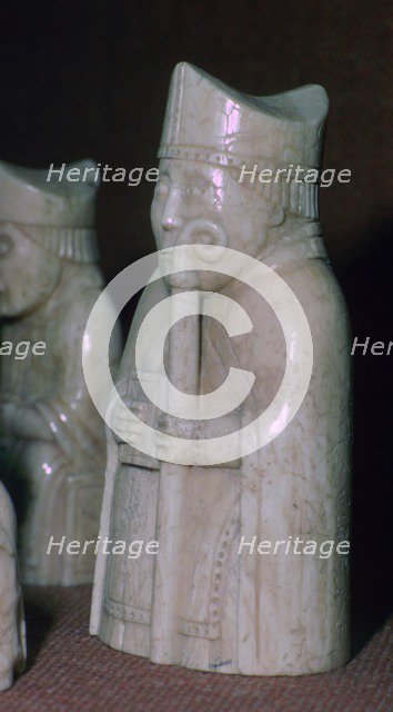 A Bishop - The Lewis Chessmen, (Norwegian?), c1150-c1200. Artist: Unknown
