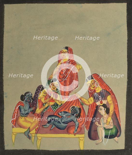 Worship of the Infant Krishna, 1800s. Creator: Unknown.