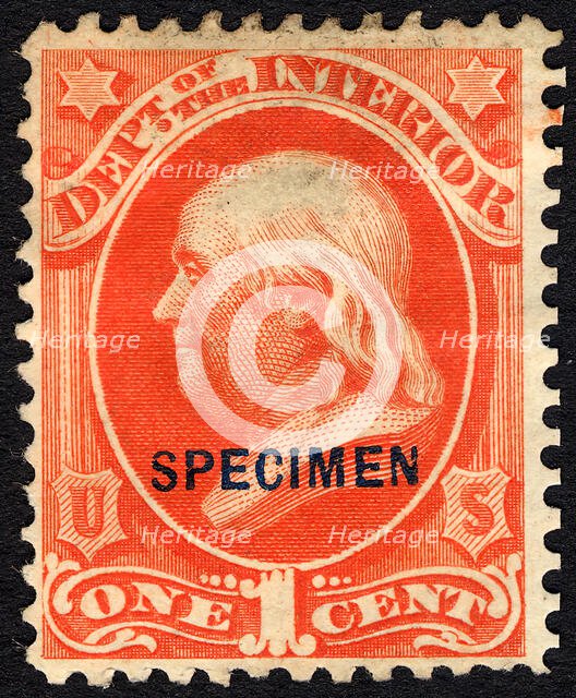 1c Franklin Interior Department special printing single, 1875. Creator: Unknown.