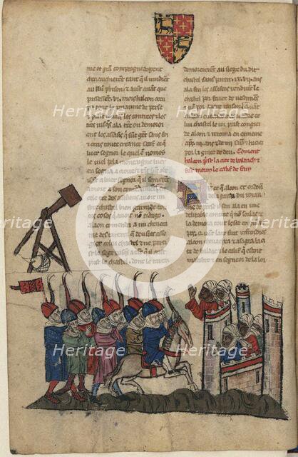 Mongolian siege of Gerdkuh. From La Flor des estoires de la terre d'Orient ..., 1st 3rd of 14th cen. Creator: Anonymous ().