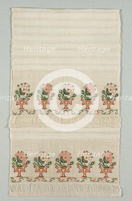 Embroidered Towel, 19th century. Creator: Unknown.
