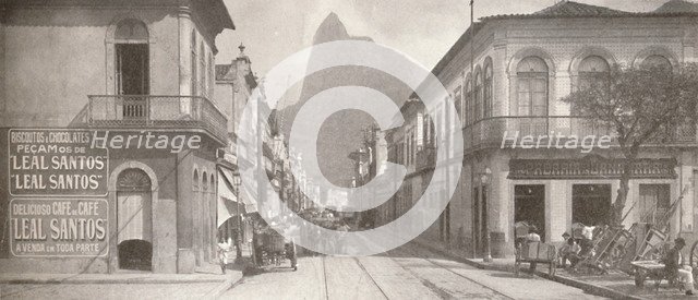 'The Botafogo end of the fashionable Rua Sao Clemente. Corcovado in the distance', 1914. Artist: Unknown.