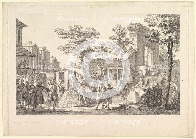 Tableau des portraits a la Mode (Plate of Fashion Portraits), 1760-61. Creator: Pierre Francois Courtois.