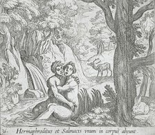 Salmacis and Hermaphroditus, published 1606. Creators: Antonio Tempesta, Wilhelm Janson.