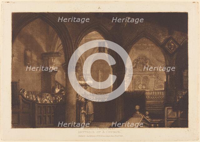 Interior of a Church, published 1819. Creator: JMW Turner.