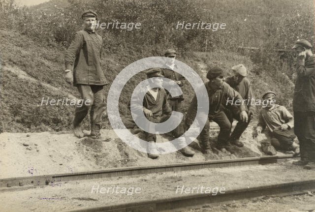 Obluchye station - Local residents near the expedition carriage, 1929. Creator: Unknown.