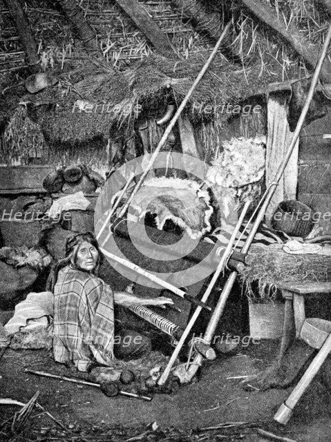 Araucanian woman weaving, Chile, 1922. Artist: Unknown
