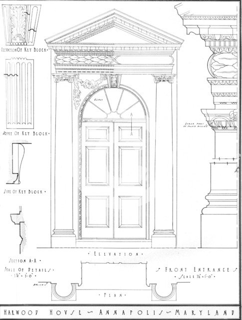 Measured drawing, Harwood House, Annapolis, Maryland, 1922. Artist: J Frederick Kelly.
