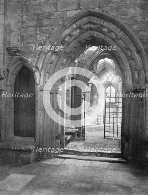 Porch of the chapter house, Elgin Cathedral, Scotland, 1924-1926. Artist: Valentine & Sons Ltd