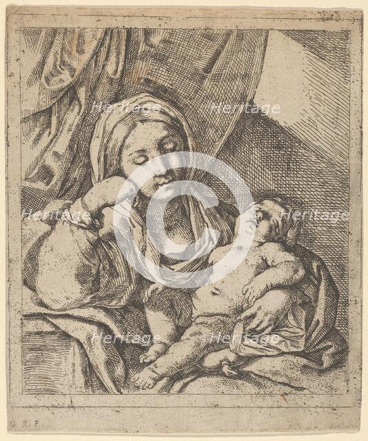 The Virgin seated, resting her head on her right hand and holding the sleeping infa..., ca. 1630-80. Creator: Lorenzo Loli.