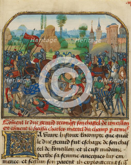 The Battle before Roussillon's Castle, written 1463-465; illuminated 1467-1472. Creators: Loyset Liedet, Pol Fruit.