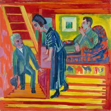 The Visit - Couple and Newcomer, 1922. Creator: Ernst Kirchner.