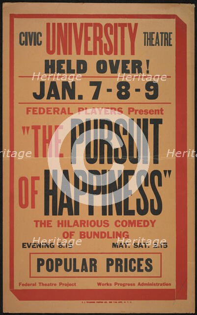 The Pursuit of Happiness, Syracuse, NY, 1936. Creator: Unknown.