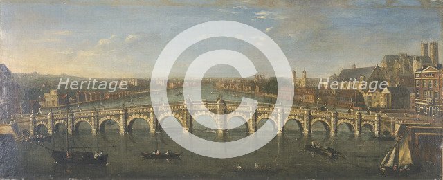 'Westminster Bridge from the River, Looking South', c1750. Artist: Unknown