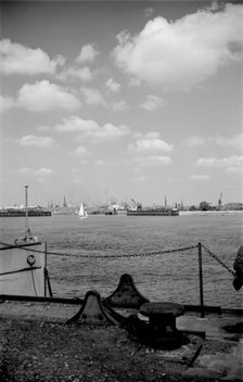 Tilbury basin and docks from the south shore, Essex, c1945-c1965. Artist: SW Rawlings