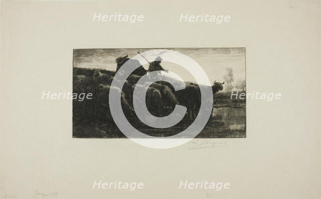 Herd of Cows at the Feeding Trough, n.d. Creator: Charles Emile Jacque.