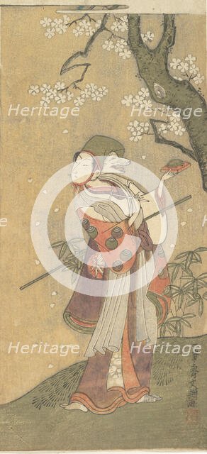 An Actor in the Fox Dance from the Drama, "The Thousand Cherry Trees", 1723-1792. Creator: Ippitsusai Buncho.