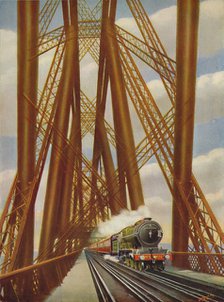 'East Coast Express Crossing the Forth Bridge', 1926. Artist: Unknown.