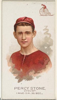 Percy Stone, Cyclist, from World's Champions, Series 2 (N29) for Allen & Ginter Cigarettes..., 1888. Creator: Allen & Ginter.