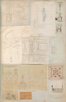 Page from a Scrapbook containing Drawings and Several Prints of Architecture, Int..., ca. 1800-1850. Creators: Workshop of Charles Percier, Workshop of Pierre François Léonard Fontaine.