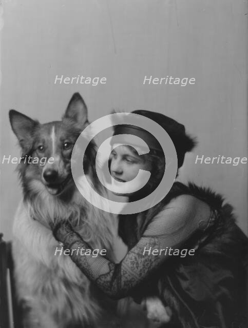 Phillips, Norma, Miss, with dog, portrait photograph, 1914 Nov. 28. Creator: Arnold Genthe.