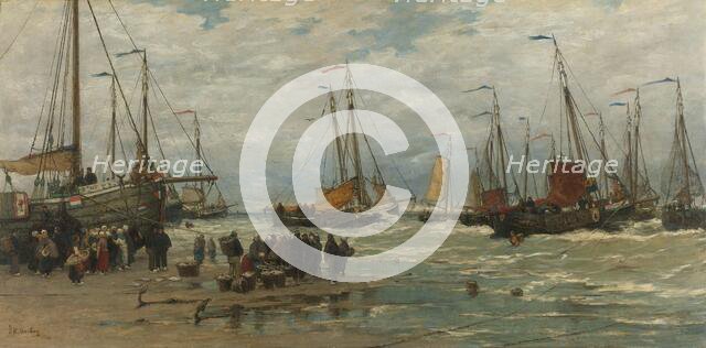 Fishing Pinks in Breaking Waves, c.1875-c.1885. Creator: Hendrik Willem Mesdag.