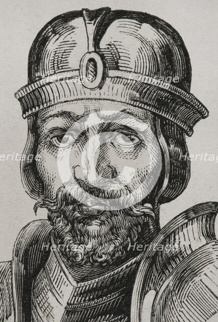 Roderick, (Rodrigo), last Visigothic king, (710 to 711), 1853.  Creator: Unknown.