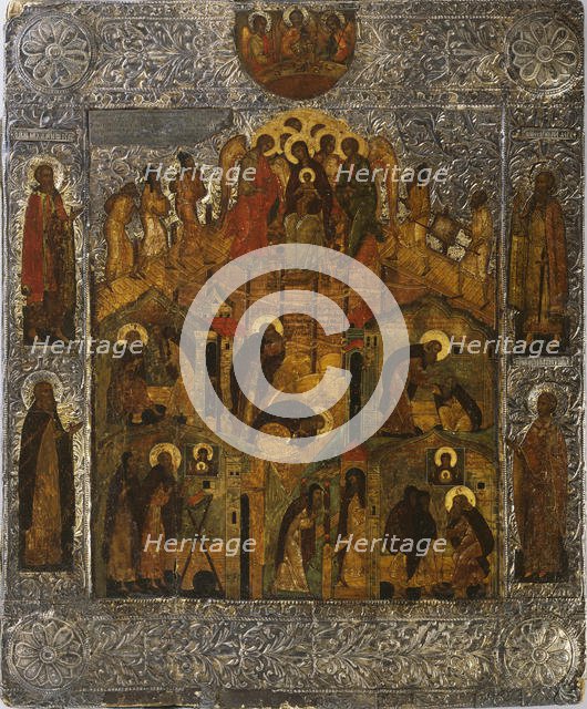 The Revelation of Virgin Mary to Saint Alexander Svirsky, 1600s. Creator: Russian icon.