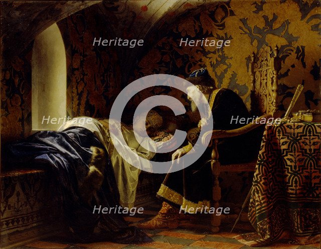 Vasilisa Melentyevna and Tsar Ivan the Terrible, 1875. Artist: Sedov, Grigori Semyonovich (1836-1884)