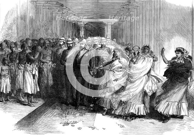 The Prince at the Temple of Srivangam, Trichinopoly, Madras Presidency...1876. Creator: Unknown.