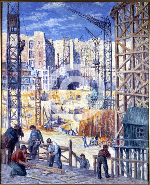 Building Site in Paris, quai de Passy, 1907. Creator: Luce, Maximilien (1858-1941).