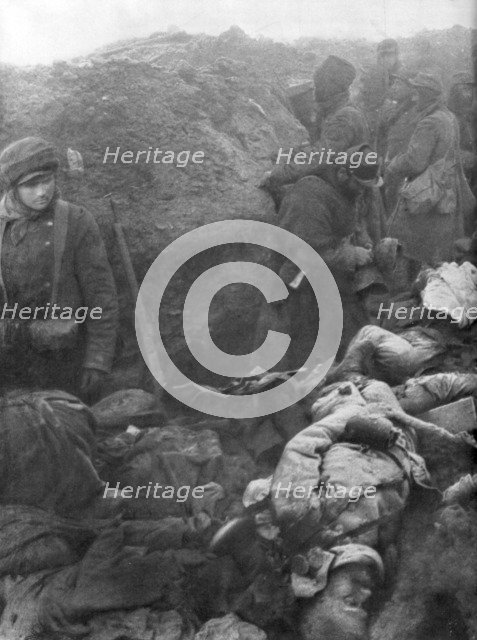 A German trench after an assult by the French 1st Army, France, 1915, (1926). Artist: Unknown