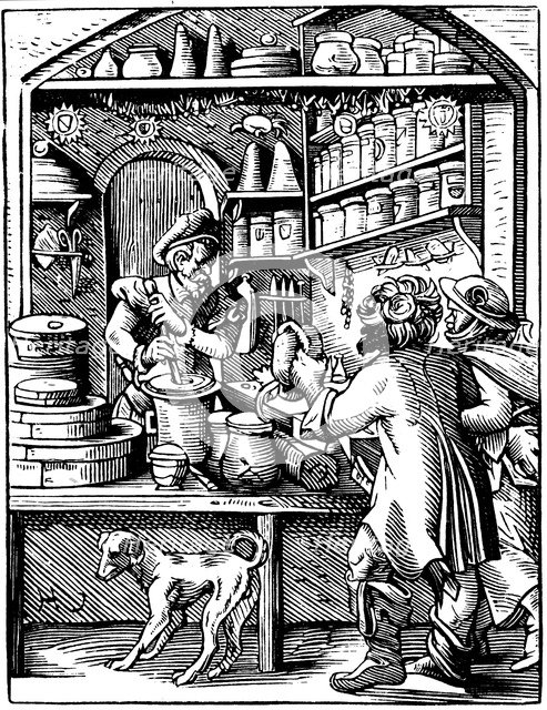 The Druggist's Shop, 1568. Artist: Jost Amman