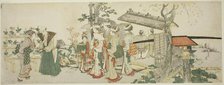 A Group of Young Women Entering the Garden of a Horticulturist, Japan, n.d. Creator: Hokusai.