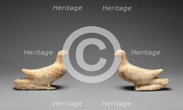 Two Doves from a Funerary Monument, 350-300 BC. Creator: Unknown.