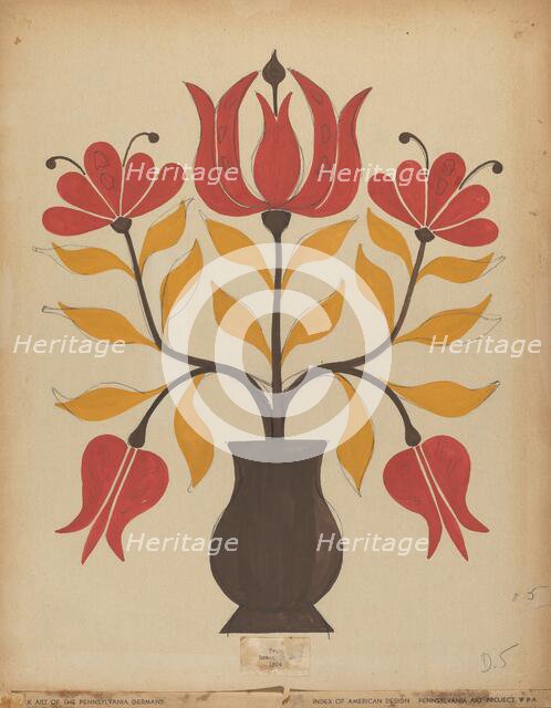 Drawing for Plate 5: From Portfolio "Folk Art of Rural Pennsylvania", c. 1939. Creator: Unknown.