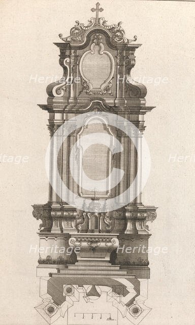 Design for a Monumental Altar, Plate m from 'Unterschiedliche Neu Inventier..., Printed ca. 1750-56. Creator: Johann Michael Leüchte.