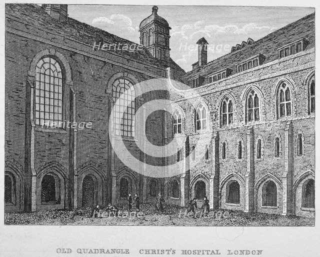 View of the old quadrangle, Christ's Hospital, City of London, 1823. Artist: Anon