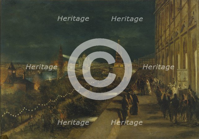 Illumination of Moscow on the occasion of the Coronation of Emperor Alexander III on 15th May 1883, 1883. Artist: Makovsky, Nikolai Yegorovich (1842-1886)