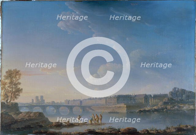 The Pont de la Tournelle, Île Saint-Louis, Île Louviers, c1780. Creator: Alexandre Jean Noel.