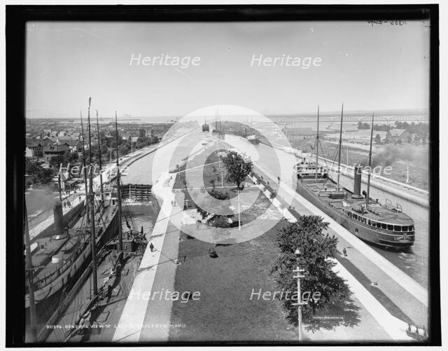 General view of locks, Sault Ste. Marie, between 1890 and 1899. Creator: Unknown.