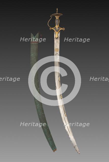 Silapa Sword with Green Leather Case., 1700s-1800s. Creator: Unknown.
