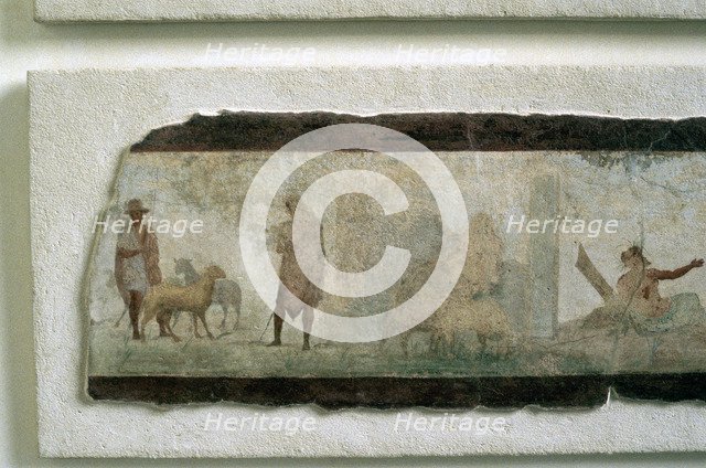 Roman farmers with sheep. Artist: Unknown